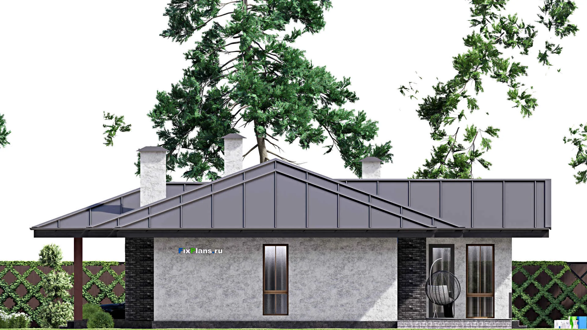 F-15182 - Проект одноэтажного дома 16 на 23, площадью 270 м² с террасой и 5 спальнями